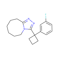 Fc1cccc(C2(c3nnc4n3CCCCCC4)CCC2)c1 ZINC000029044803