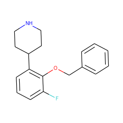 Fc1cccc(C2CCNCC2)c1OCc1ccccc1 ZINC000045318958