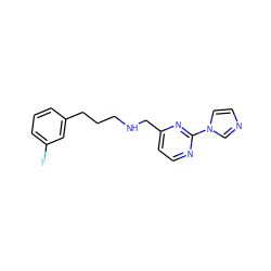 Fc1cccc(CCCNCc2ccnc(-n3ccnc3)n2)c1 ZINC000263620738