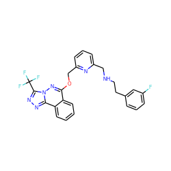 Fc1cccc(CCNCc2cccc(COc3nn4c(C(F)(F)F)nnc4c4ccccc34)n2)c1 ZINC000026495568