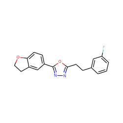 Fc1cccc(CCc2nnc(-c3ccc4c(c3)CCO4)o2)c1 ZINC000040891820