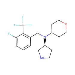 Fc1cccc(CN(C2CCOCC2)[C@H]2CCNC2)c1C(F)(F)F ZINC000028948827