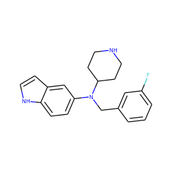 Fc1cccc(CN(c2ccc3[nH]ccc3c2)C2CCNCC2)c1 ZINC000043060047