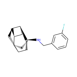 Fc1cccc(CN[C@H]2[C@H]3[C@H]4C[C@@H]5[C@H]6[C@@H](C[C@H]53)[C@@H]2[C@@H]64)c1 ZINC000254011875