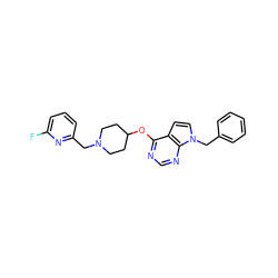 Fc1cccc(CN2CCC(Oc3ncnc4c3ccn4Cc3ccccc3)CC2)n1 ZINC000084602296