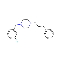 Fc1cccc(CN2CCN(CCCc3ccccc3)CC2)c1 ZINC000019877307