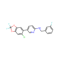 Fc1cccc(CNc2ccc(-c3cc4c(cc3Cl)OC(F)(F)O4)cn2)c1 ZINC000207720495