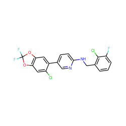 Fc1cccc(CNc2ccc(-c3cc4c(cc3Cl)OC(F)(F)O4)cn2)c1Cl ZINC000149818525