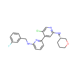 Fc1cccc(CNc2cccc(-c3cc(N[C@H]4CCCOC4)ncc3Cl)n2)c1 ZINC000169703750