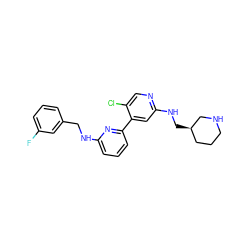 Fc1cccc(CNc2cccc(-c3cc(NC[C@@H]4CCCNC4)ncc3Cl)n2)c1 ZINC000169703761