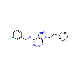 Fc1cccc(CNc2ncnc3c2cnn3CCc2ccccc2)c1 ZINC000072124430