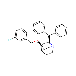 Fc1cccc(CO[C@@H]2C3CCN(CC3)[C@@H]2C(c2ccccc2)c2ccccc2)c1 ZINC000013744488