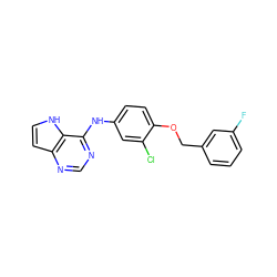 Fc1cccc(COc2ccc(Nc3ncnc4cc[nH]c34)cc2Cl)c1 ZINC000073169025