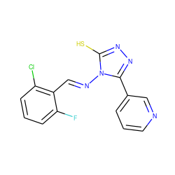 Fc1cccc(Cl)c1/C=N/n1c(S)nnc1-c1cccnc1 ZINC000001296322