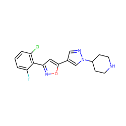 Fc1cccc(Cl)c1-c1cc(-c2cnn(C3CCNCC3)c2)on1 ZINC000040972759