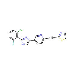 Fc1cccc(Cl)c1-c1nc(-c2ccc(C#Cc3nccs3)nc2)c[nH]1 ZINC000064560086