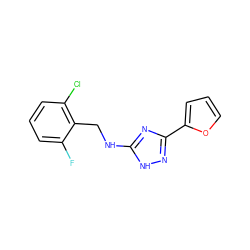 Fc1cccc(Cl)c1CNc1nc(-c2ccco2)n[nH]1 ZINC000008673764