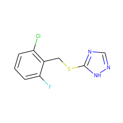 Fc1cccc(Cl)c1CSc1ncn[nH]1 ZINC000007603769