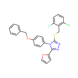 Fc1cccc(Cl)c1CSc1nnc(-c2ccco2)n1-c1ccc(OCc2ccccc2)cc1 ZINC000012370063