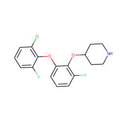 Fc1cccc(Cl)c1Oc1cccc(F)c1OC1CCNCC1 ZINC000066112442