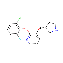 Fc1cccc(Cl)c1Oc1ncccc1O[C@@H]1CCNC1 ZINC000066251232