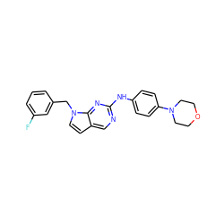 Fc1cccc(Cn2ccc3cnc(Nc4ccc(N5CCOCC5)cc4)nc32)c1 ZINC000045375188