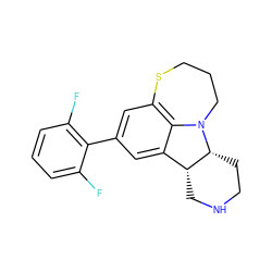 Fc1cccc(F)c1-c1cc2c3c(c1)[C@H]1CNCC[C@H]1N3CCCS2 ZINC000045287906