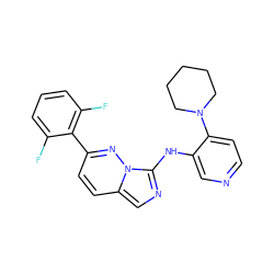 Fc1cccc(F)c1-c1ccc2cnc(Nc3cnccc3N3CCCCC3)n2n1 ZINC000142920530