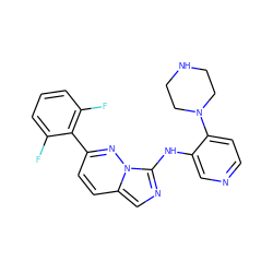 Fc1cccc(F)c1-c1ccc2cnc(Nc3cnccc3N3CCNCC3)n2n1 ZINC000144666209