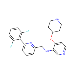 Fc1cccc(F)c1-c1cccc(CNc2cnccc2OC2CCNCC2)n1 ZINC000299818569