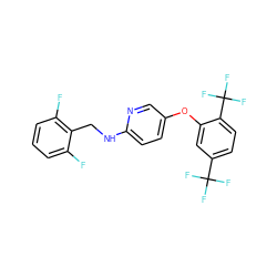 Fc1cccc(F)c1CNc1ccc(Oc2cc(C(F)(F)F)ccc2C(F)(F)F)cn1 ZINC000222864420