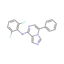 Fc1cccc(F)c1Nc1ncc(-c2ccccc2)n2cncc12 ZINC000028642287