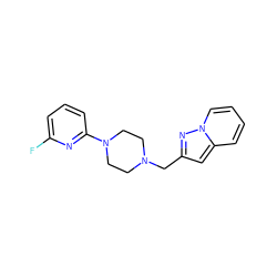 Fc1cccc(N2CCN(Cc3cc4ccccn4n3)CC2)n1 ZINC000029134170