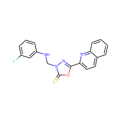 Fc1cccc(NCn2nc(-c3ccc4ccccc4n3)oc2=S)c1 ZINC000095593628