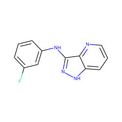 Fc1cccc(Nc2n[nH]c3cccnc23)c1 ZINC000118720863