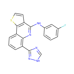 Fc1cccc(Nc2nc3c(-c4nc[nH]n4)cccc3c3sccc23)c1 ZINC000084617362