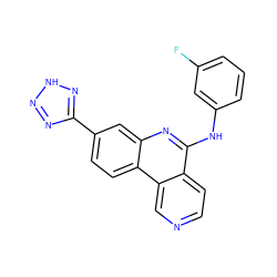 Fc1cccc(Nc2nc3cc(-c4nn[nH]n4)ccc3c3cnccc23)c1 ZINC000199792731