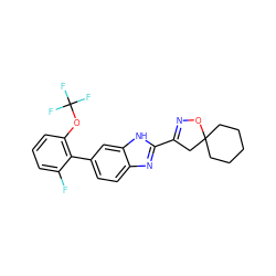 Fc1cccc(OC(F)(F)F)c1-c1ccc2nc(C3=NOC4(CCCCC4)C3)[nH]c2c1 ZINC000066113414