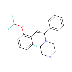 Fc1cccc(OC(F)F)c1C[C@H](c1ccccc1)N1CCNCC1 ZINC000049112911