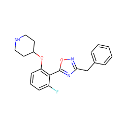 Fc1cccc(OC2CCNCC2)c1-c1nc(Cc2ccccc2)no1 ZINC000225200807