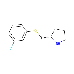 Fc1cccc(SC[C@@H]2CCCN2)c1 ZINC000026381396