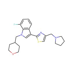 Fc1cccc2c(-c3nc(CN4CCCC4)cs3)cn(CC3CCOCC3)c12 ZINC000071329958