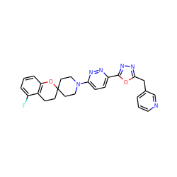 Fc1cccc2c1CCC1(CCN(c3ccc(-c4nnc(Cc5cccnc5)o4)nn3)CC1)O2 ZINC000064447360