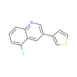 Fc1cccc2ncc(-c3ccsc3)cc12 ZINC000003834023