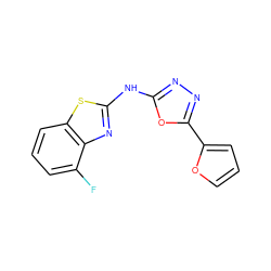 Fc1cccc2sc(Nc3nnc(-c4ccco4)o3)nc12 ZINC000003959016