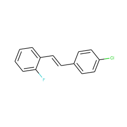 Fc1ccccc1/C=C/c1ccc(Cl)cc1 ZINC000256249102