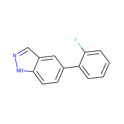 Fc1ccccc1-c1ccc2[nH]ncc2c1 ZINC000169329411