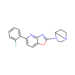 Fc1ccccc1-c1ccc2oc(N3CCN4CCC3CC4)nc2n1 ZINC000035930325