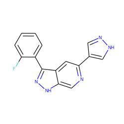 Fc1ccccc1-c1n[nH]c2cnc(-c3cn[nH]c3)cc12 ZINC000205246635