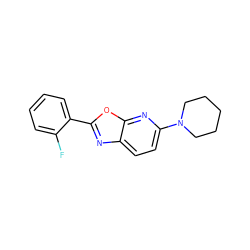 Fc1ccccc1-c1nc2ccc(N3CCCCC3)nc2o1 ZINC000096911327